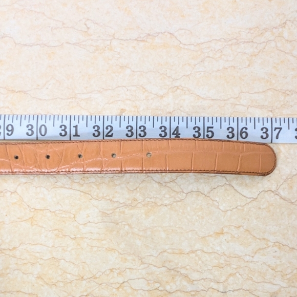 Vintage Lemie Genuine Leather Tan Embossed Gator Italian Belt Gold Tone Buckle main image 6